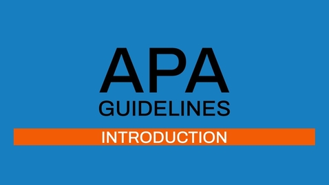 Thumbnail for entry 1/7 APA guidelines 7th ed: Introduction