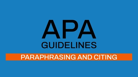 Thumbnail for 3/7 APA guidelines 7th editon: Paraphrasing and citing