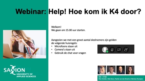 Thumbnail for entry ICT&amp;O Webinar: Help! Hoe kom ik K4 door?