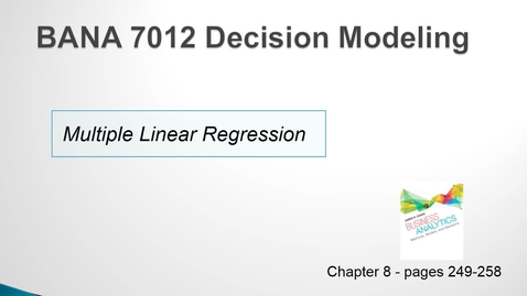 Thumbnail for BANA 7012 Lecture 1.5 Multiple Linear Regression