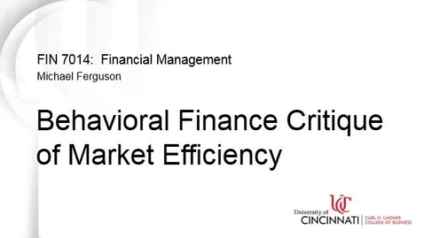 Thumbnail for Behavioral Critique of Market Efficiency