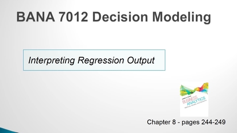 Thumbnail for BANA 7012 Lecture 1.4 Interpreting Regression Output