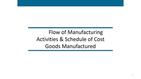 Thumbnail for Accounting 7012 Module 5 L4 Flow of Manufacturing and Schedule of Cost Goods Manufacturedrec
