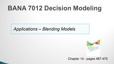 Thumbnail for BANA 7012 Lecture 5.2 Applications - Blending Models