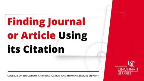 Thumbnail for Find an Article Using a Citation
