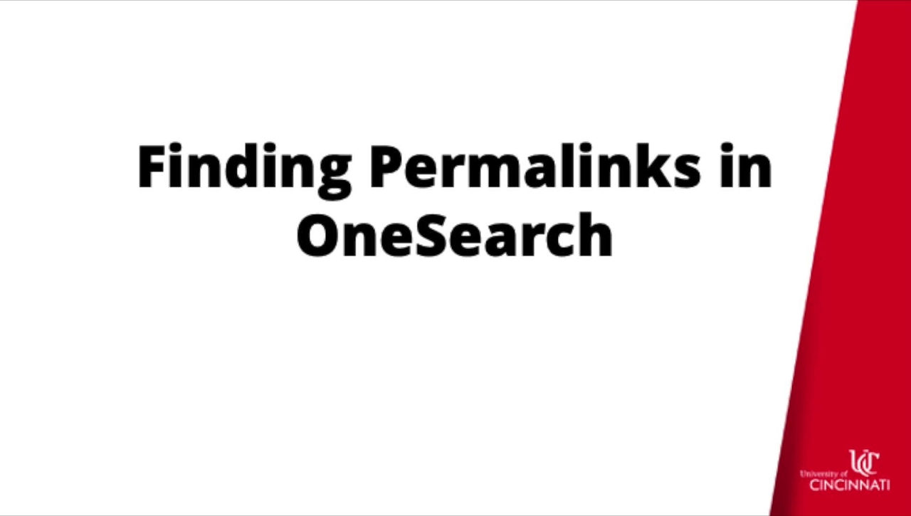 Finding Permalinks in OneSearch