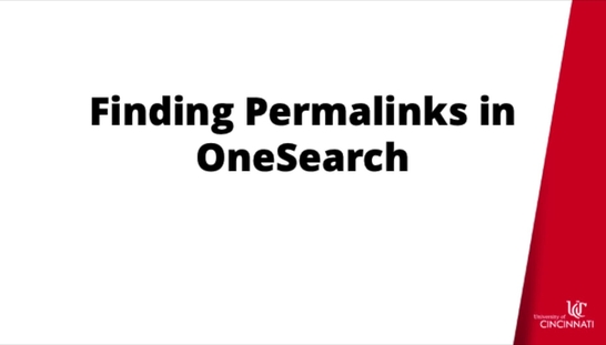 Finding Permalinks in OneSearch
