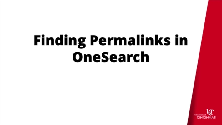 Finding Permalinks in OneSearch