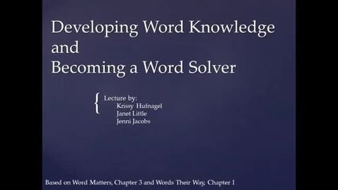 Thumbnail for LSLS 2005 Becoming a Word Solver