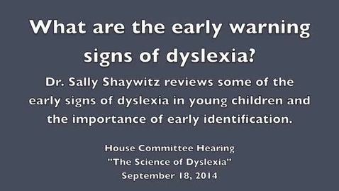 Thumbnail for LSLS 2005 What are the early warning signs of dyslexia