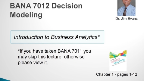 Thumbnail for BANA 7012 Lecture 1.1 Introduction to Business Analytics 