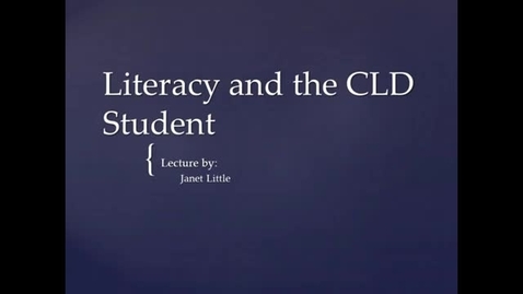Thumbnail for LSLS 2005 Literacy and the CLD Learner