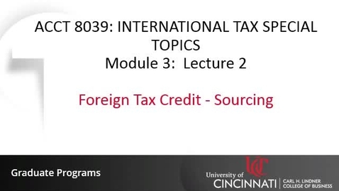 Thumbnail for Foregin Tax Credit - Sourcing