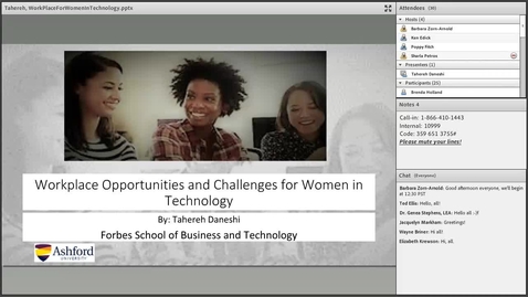 Thumbnail for Dr. Tahereh Daneshi: Workplace Opportunities and challenges for Women in Technology