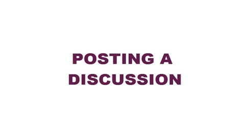 Thumbnail for Posting a Discussion