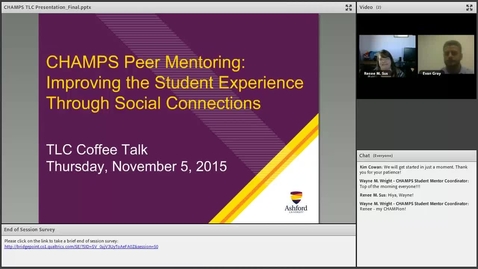 Thumbnail for entry CHAMPS Peer Mentoring: Improving the Student Experience through Social Connections