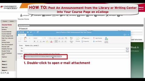 Thumbnail for How to Post an HTML Announcement in eCollege
