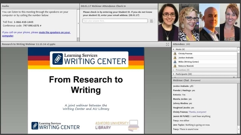 Thumbnail for From Research to Writing Library and Writing Center Webinar