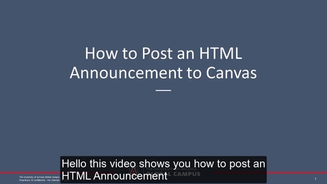 Thumbnail for entry How to Post an HTML Announcement in the Canvas Classroom