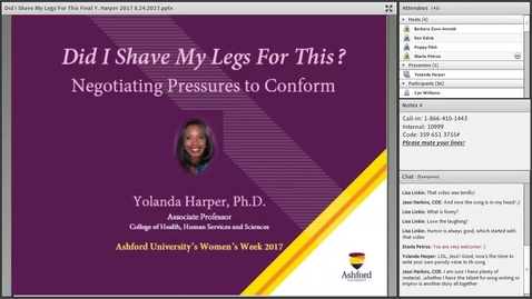 Thumbnail for Dr Yolanda Harper:  Did I Shave My Legs For This: Negotiating Pressures to Conform