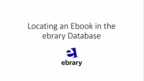 Thumbnail for entry ebrary database