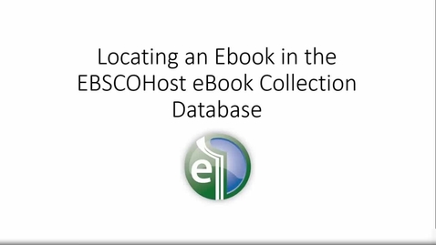 Thumbnail for entry EBSCO Ebook Collection