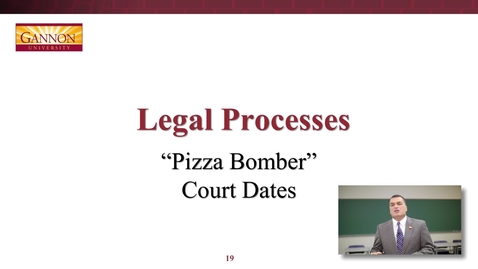 Thumbnail for MOOC Week 6 Part 4: &quot;Pizza Bomber&quot; Court Dates