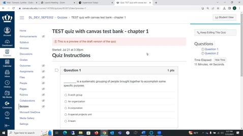 Thumbnail for Creating quizzes from question banks