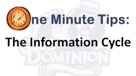 Thumbnail for ODU Libraries One Minute Tips- The Information Cycle