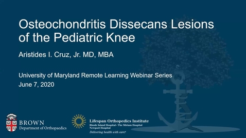 Thumbnail for Osteochondritis Dissecans Lesions of the Pediatric Knee