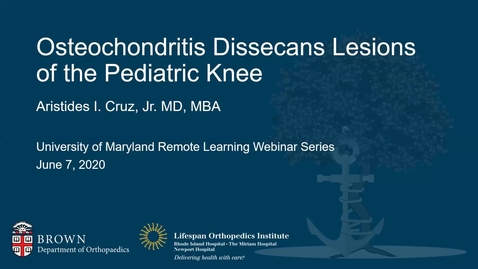 Thumbnail for entry Osteochondritis Dissecans Lesions of the Pediatric Knee