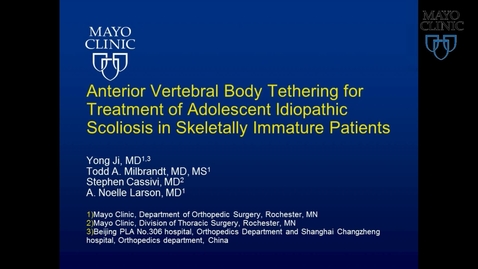 Thumbnail for entry Anterior Vertebral Body Tethering for Treatment of Adolescent Idiopathic Scoliosis in Skeletally Immature Patients