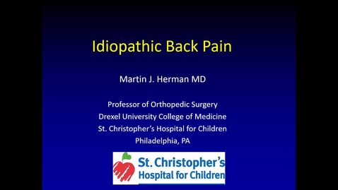 Thumbnail for entry Idiopathic Back Pain in Children