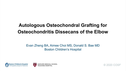 Thumbnail for Autologous Osteochondral Grafting for Osteochondritis Dissecans of the Elbow