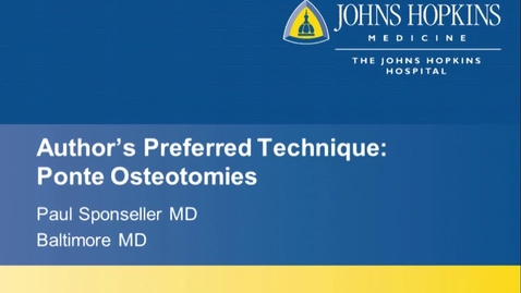 Thumbnail for Ponte Osteotomies