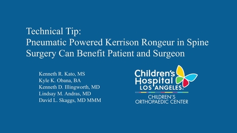 Thumbnail for Technical Tip: Pneumatic Powered Kerrison Rongeur in Spine Surgery Can Benefit Patient and Surgeon