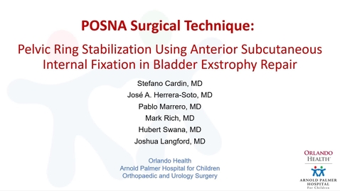 Thumbnail for entry Pelvic Ring Stabilization Using Anterior Subcutaneous Internal Fixation in Bladder Exstrophy Repair