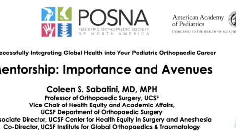 Thumbnail for entry Successfully Integrating Global Health into your Pediatric Orthopaedic Career