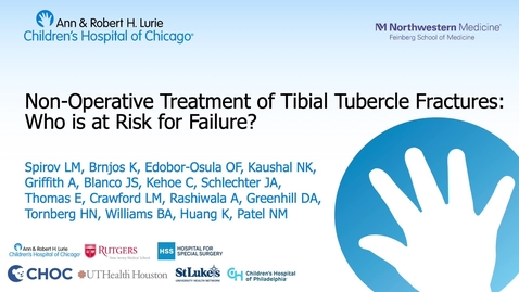 Thumbnail for entry Non-Operative Treatment of Tibial Tubercle Fractures: Who is at Risk for Failure?