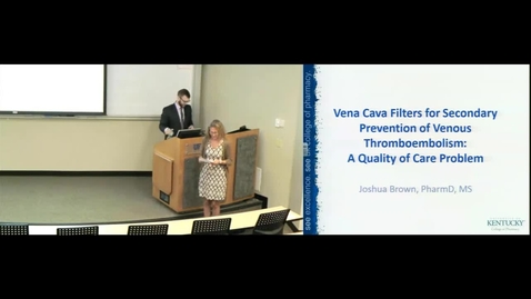 Thumbnail for entry POP July 12th 2016 - Joshua Brown - Vena Cava Filters for Secondary Prevention of Venos Thromboembol