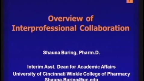 Thumbnail for entry A9 - Overview of Interprofessional Collaboration