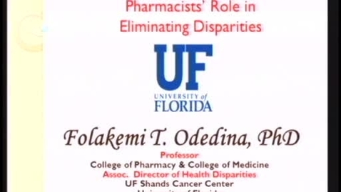 Thumbnail for entry Pharmacists Role in Eliminating Disparities