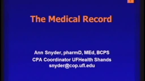 Thumbnail for entry A4 - The Medical Record