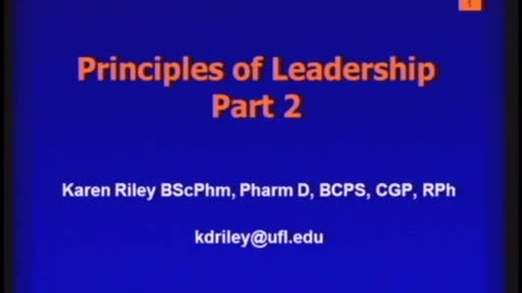 Thumbnail for entry C10 - Principles of Leadership 2