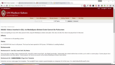 Thumbnail for entry ISSUE: Videos Inserted in D2L via MediaSpace Embed Code Cannot Go Fullscreen