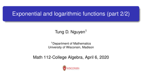 Thumbnail for entry Math 112 April 6 Lecture Part 2/2