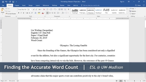 Thumbnail for 12 - Finding the Accurate Word Count: Formatting a Research Paper (Windows)