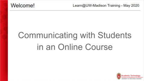 Thumbnail for entry Communicating with Students in an Online Course