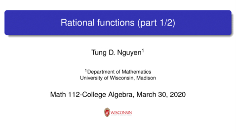 Thumbnail for entry Math 112 March 30 Lecture Part 1/2