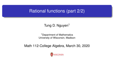 Thumbnail for entry Math 112 March 30 Lecture Part 2/2